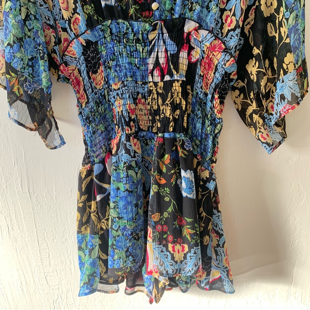 Zara Multicolor Patchwork Print Flowy Floral Romp… - image 8